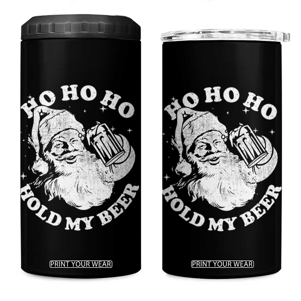 Santa Ho Ho Hold My Beer 4 in 1 Can Cooler Tumbler Funny Christmas In July Summer Xmas TS10 One Size: 16 oz Black Print Your Wear
