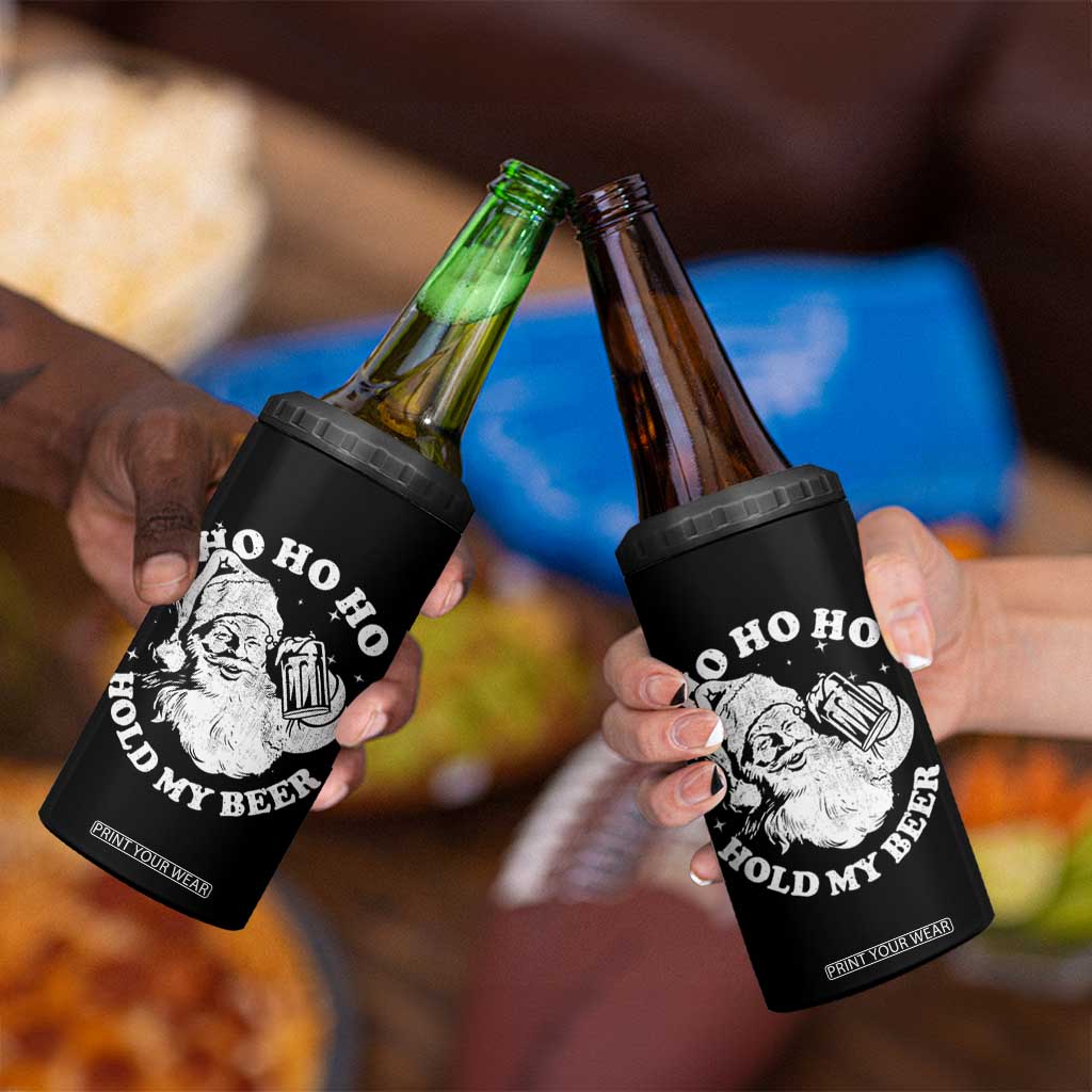 Santa Ho Ho Hold My Beer 4 in 1 Can Cooler Tumbler Funny Christmas In July Summer Xmas TS10 Print Your Wear