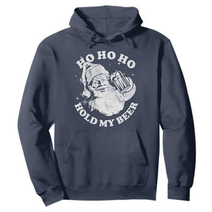 Santa Ho Ho Hold My Beer Hoodie Funny Christmas In July Summer Xmas TS10 Navy Print Your Wear