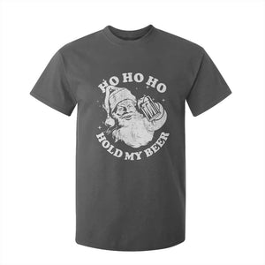 Santa Ho Ho Hold My Beer T Shirt For Kid Funny Christmas In July Summer Xmas TS10 Dark Heather Print Your Wear