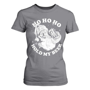 Santa Ho Ho Hold My Beer T Shirt For Women Funny Christmas In July Summer Xmas TS10 Charcoal Print Your Wear