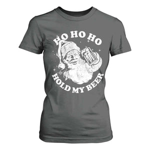 Santa Ho Ho Hold My Beer T Shirt For Women Funny Christmas In July Summer Xmas TS10 Dark Heather Print Your Wear