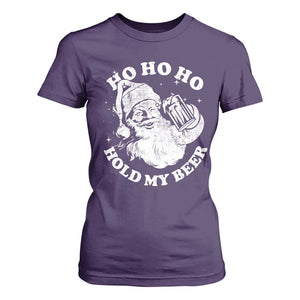 Santa Ho Ho Hold My Beer T Shirt For Women Funny Christmas In July Summer Xmas TS10 Purple Print Your Wear