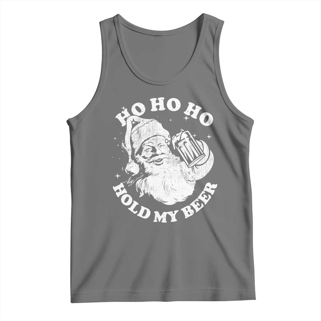 Santa Ho Ho Hold My Beer Tank Top Funny Christmas In July Summer Xmas TS10 Black Heather Print Your Wear