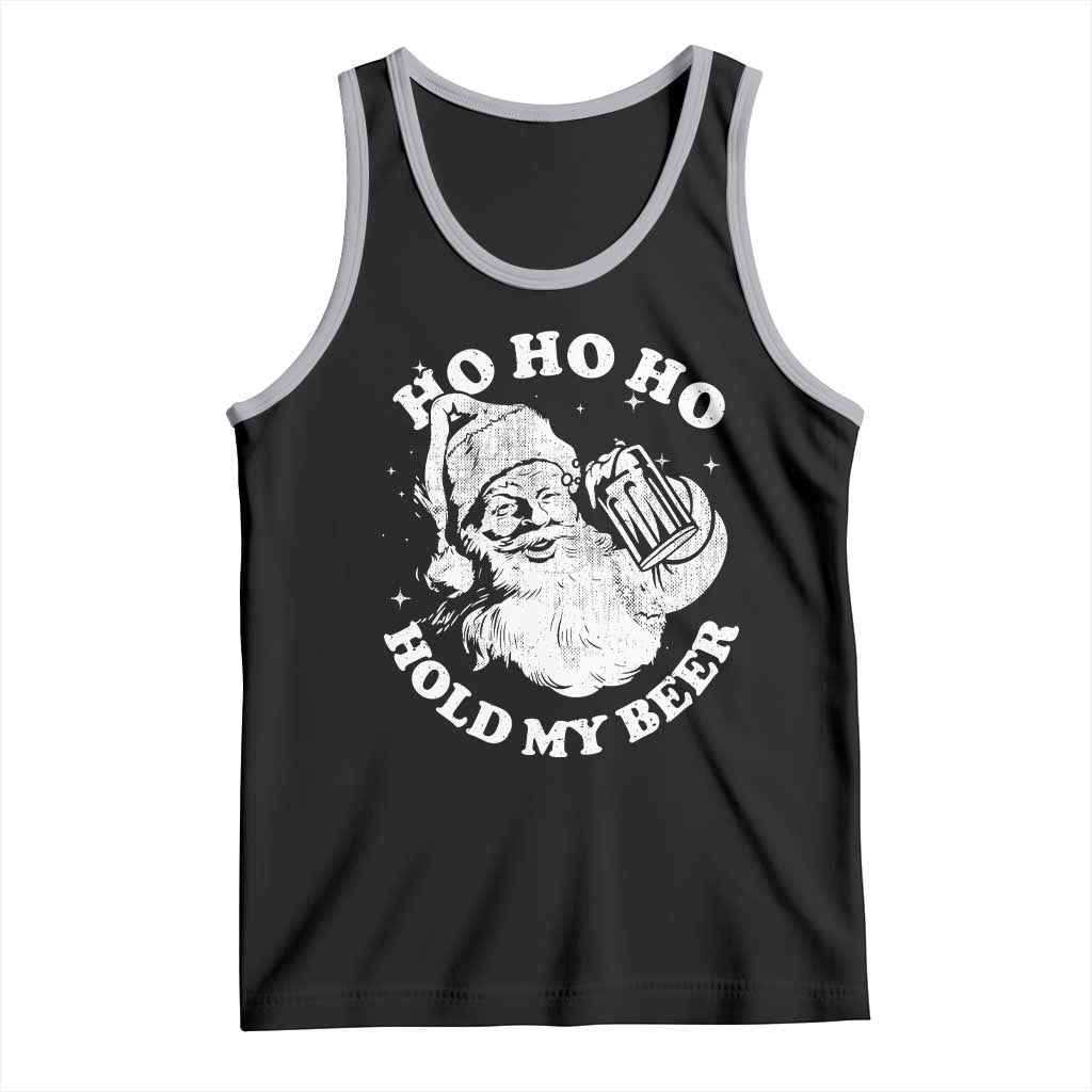 Santa Ho Ho Hold My Beer Tank Top Funny Christmas In July Summer Xmas TS10 Black Athletic Heather Print Your Wear
