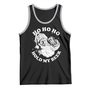 Santa Ho Ho Hold My Beer Tank Top Funny Christmas In July Summer Xmas TS10 Black Athletic Heather Print Your Wear