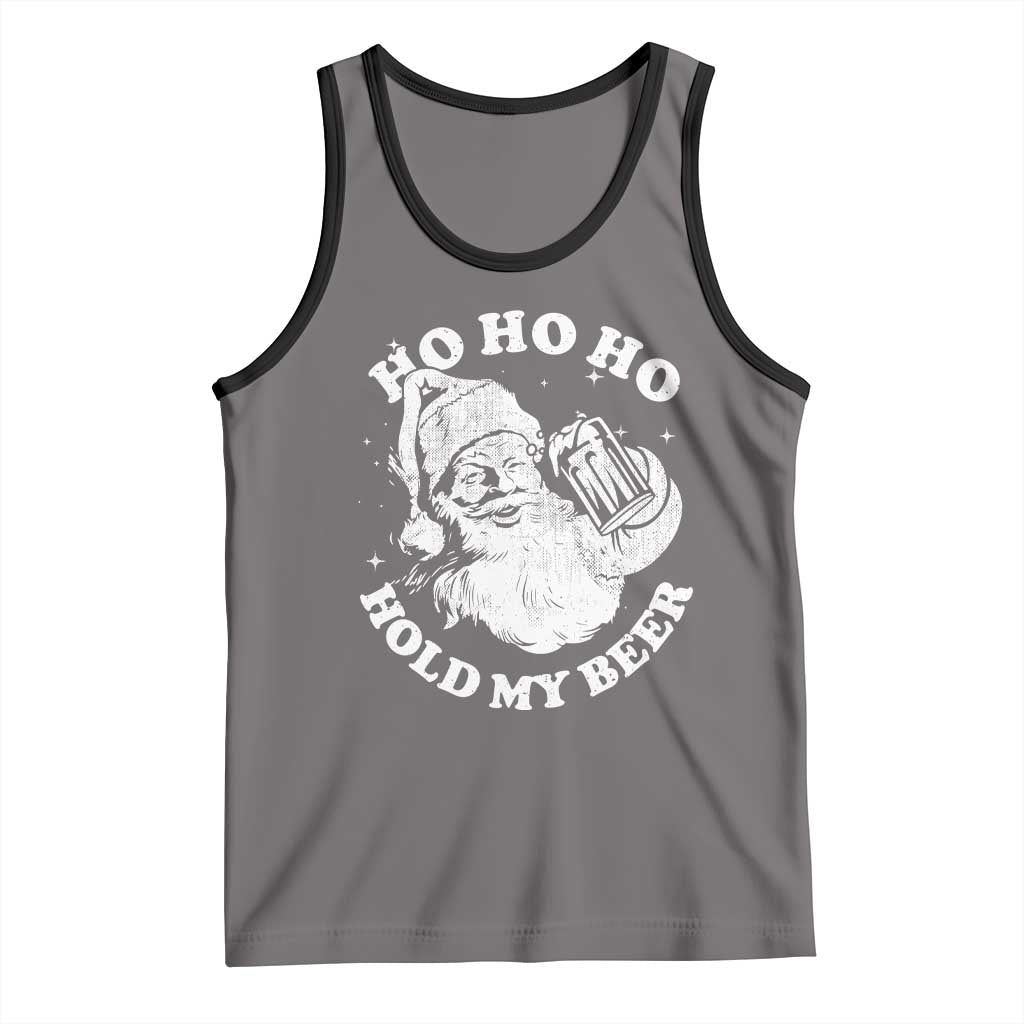 Santa Ho Ho Hold My Beer Tank Top Funny Christmas In July Summer Xmas TS10 Deep Heather Black Print Your Wear