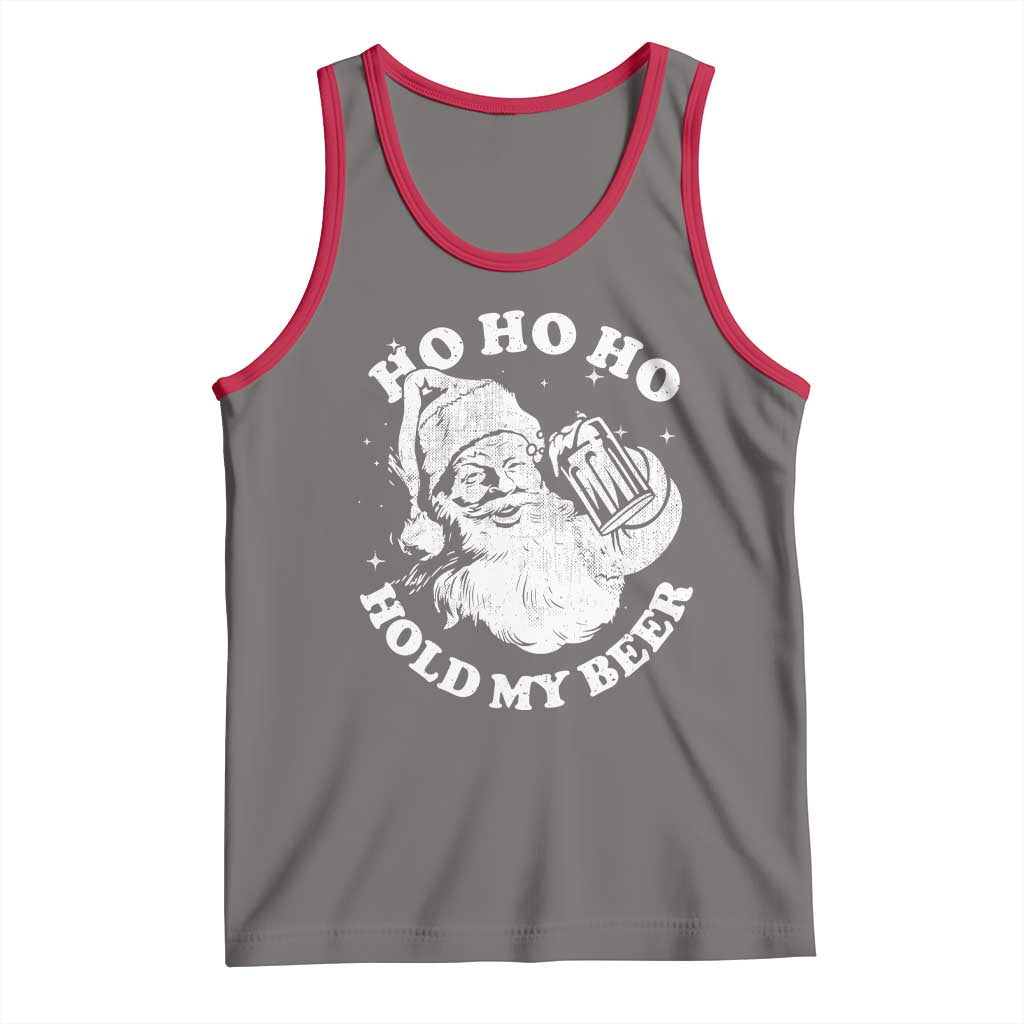 Santa Ho Ho Hold My Beer Tank Top Funny Christmas In July Summer Xmas TS10 Deep Heather Red Print Your Wear