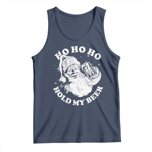 Santa Ho Ho Hold My Beer Tank Top Funny Christmas In July Summer Xmas TS10 Navy Print Your Wear