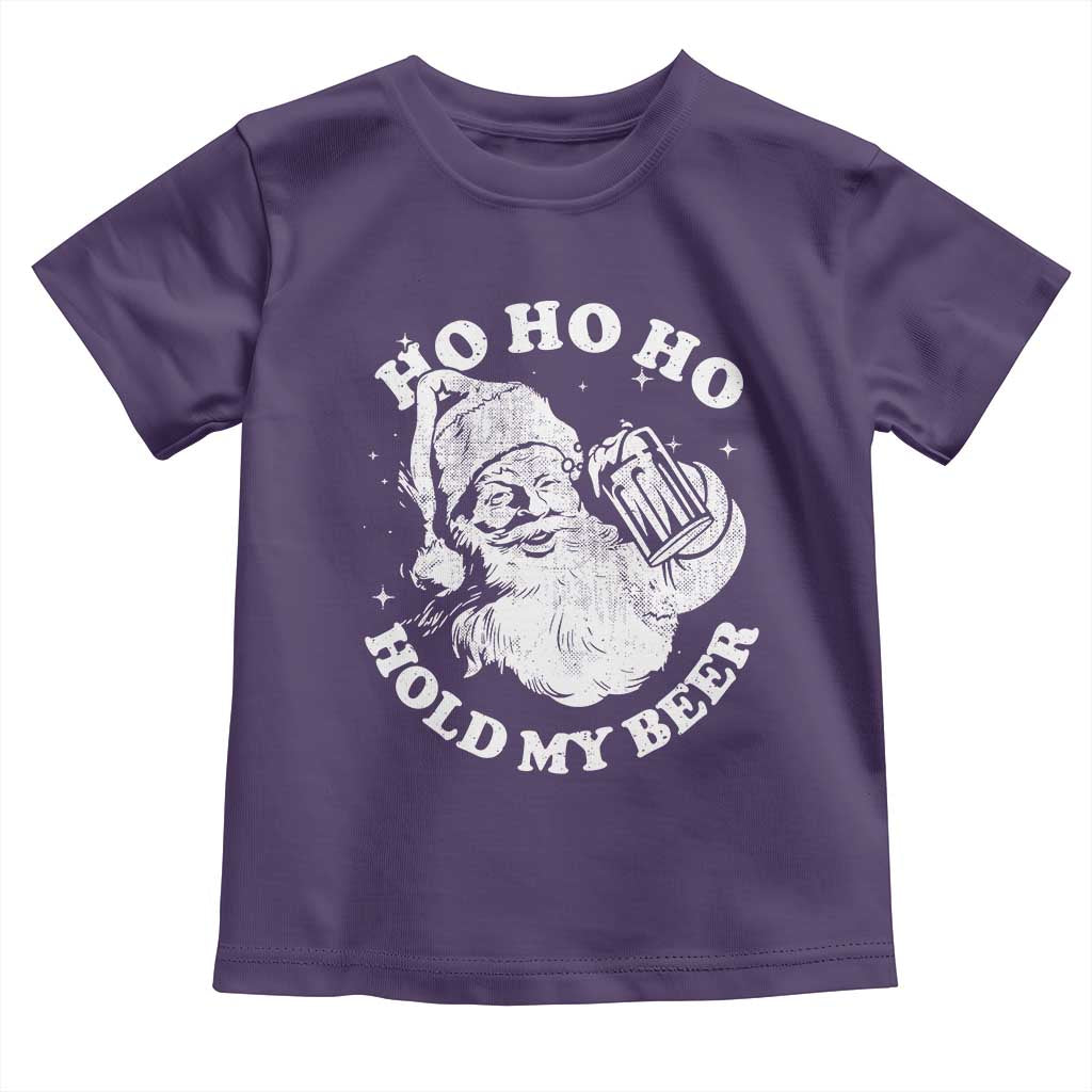 Santa Ho Ho Hold My Beer Toddler T Shirt Funny Christmas In July Summer Xmas TS10 Purple Print Your Wear