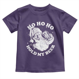 Santa Ho Ho Hold My Beer Toddler T Shirt Funny Christmas In July Summer Xmas TS10 Purple Print Your Wear