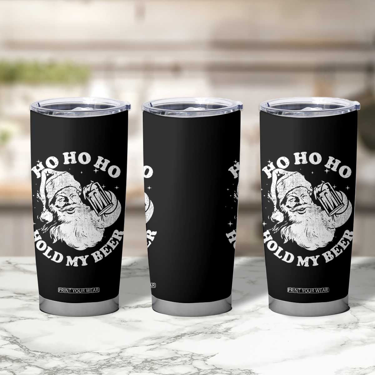 Santa Ho Ho Hold My Beer Tumbler Cup Funny Christmas In July Summer Xmas TS10 Print Your Wear