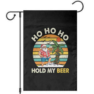 Christmas In July Santa Ho Ho Hold My Beer Garden Flag Summer Beach Hawaii Santa USA Flag TS10 Black Print Your Wear
