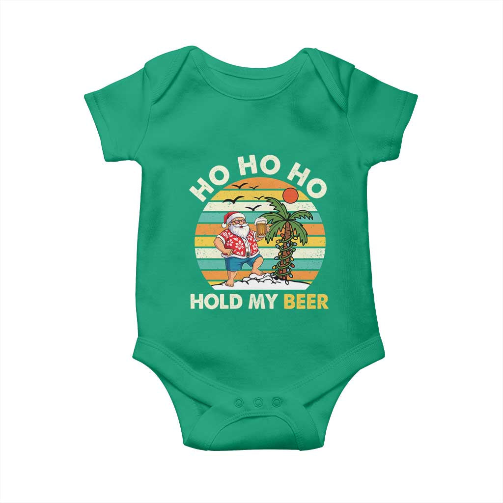 Christmas In July Santa Ho Ho Hold My Beer Baby Onesie Summer Beach Hawaii Santa USA Flag TS10 Irish Green Print Your Wear