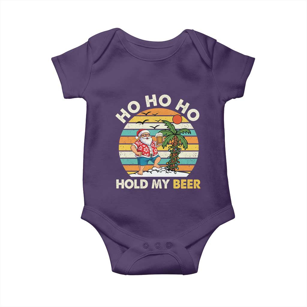 Christmas In July Santa Ho Ho Hold My Beer Baby Onesie Summer Beach Hawaii Santa USA Flag TS10 Purple Print Your Wear