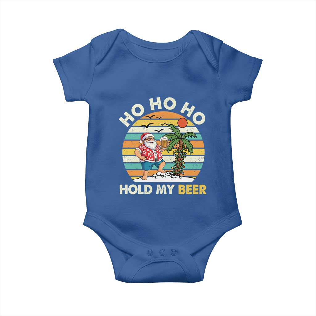 Christmas In July Santa Ho Ho Hold My Beer Baby Onesie Summer Beach Hawaii Santa USA Flag TS10 Royal Blue Print Your Wear