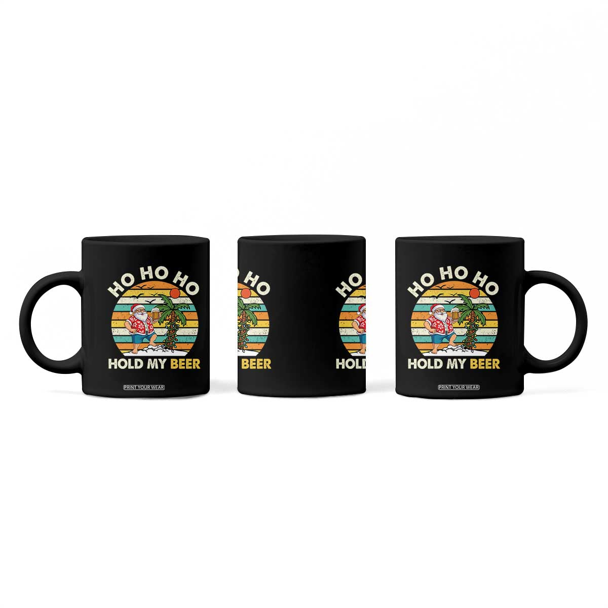 Christmas In July Santa Ho Ho Hold My Beer Coffee Mug Summer Beach Hawaii Santa USA Flag TS10 Print Your Wear