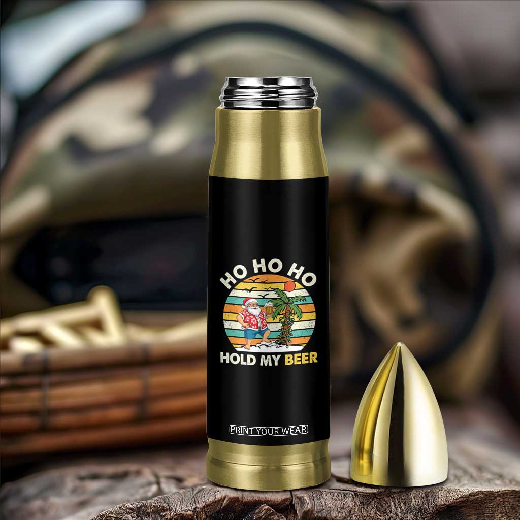 Christmas In July Santa Ho Ho Hold My Beer Bullet Tumbler Summer Beach Hawaii Santa USA Flag TS10 Print Your Wear