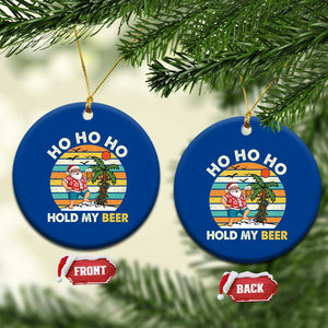 Xmas In July Santa Ho Ho Hold My Beer Ceramic Ornament Summer Beach Hawaii Santa USA Flag TS10 1pc Blue Print Your Wear