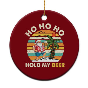 Xmas In July Santa Ho Ho Hold My Beer Ceramic Ornament Summer Beach Hawaii Santa USA Flag TS10 1pc Red Print Your Wear