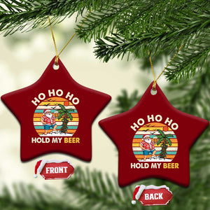 Xmas In July Santa Ho Ho Hold My Beer Ceramic Ornament Summer Beach Hawaii Santa USA Flag TS10 Print Your Wear
