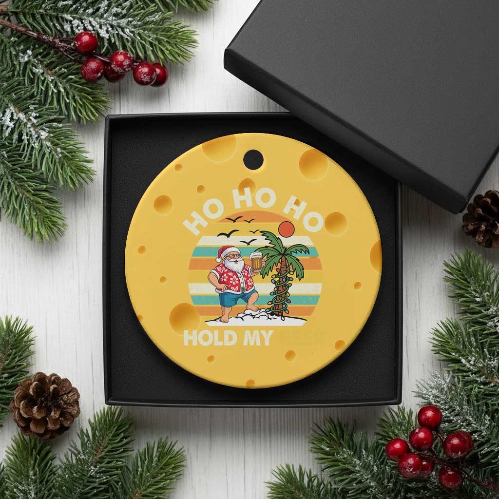 Xmas In July Santa Ho Ho Hold My Beer Ceramic Ornament Summer Beach Hawaii Santa USA Flag TS10 1pc Yellow Cheese Print Your Wear