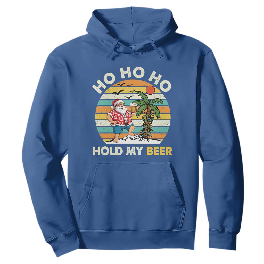 Christmas In July Santa Ho Ho Hold My Beer Hoodie Summer Beach Hawaii Santa USA Flag TS10 Royal Blue Print Your Wear