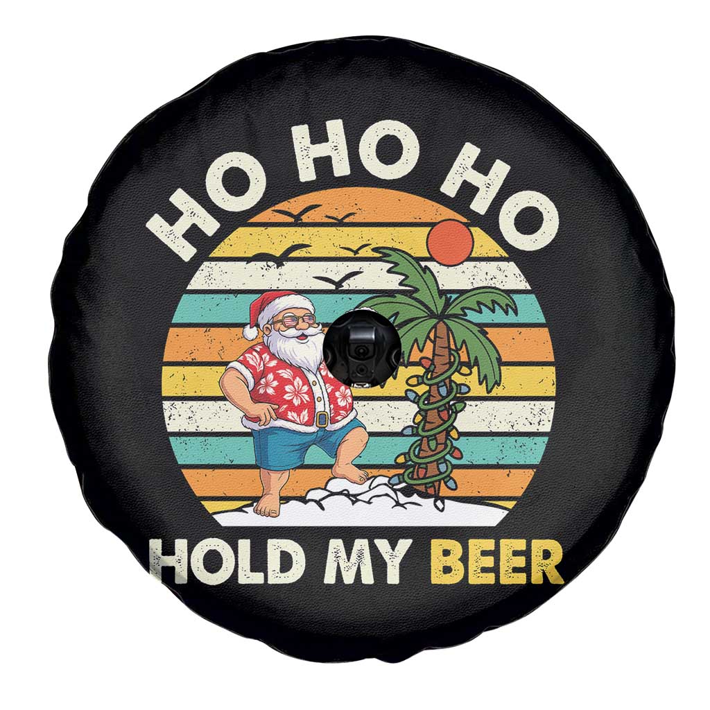 Christmas In July Santa Ho Ho Hold My Beer Spare Tire Cover Summer Beach Hawaii Santa USA Flag TS10 Print Your Wear