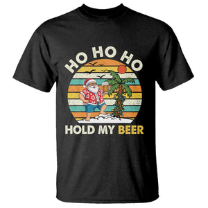 Christmas In July Santa Ho Ho Hold My Beer T Shirt Summer Beach Hawaii Santa USA Flag TS10 Black Print Your Wear