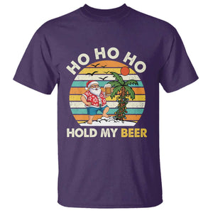 Christmas In July Santa Ho Ho Hold My Beer T Shirt Summer Beach Hawaii Santa USA Flag TS10 Purple Print Your Wear