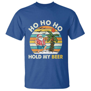 Christmas In July Santa Ho Ho Hold My Beer T Shirt Summer Beach Hawaii Santa USA Flag TS10 Royal Blue Print Your Wear