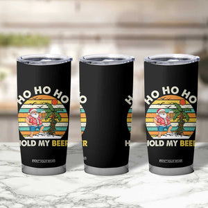 Christmas In July Santa Ho Ho Hold My Beer Tumbler Cup Summer Beach Hawaii Santa USA Flag TS10 Print Your Wear