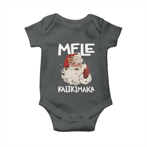 Mele Kalikimaka Baby Onesie Hawaii Christmas Party Santa TS10 Dark Heather Print Your Wear