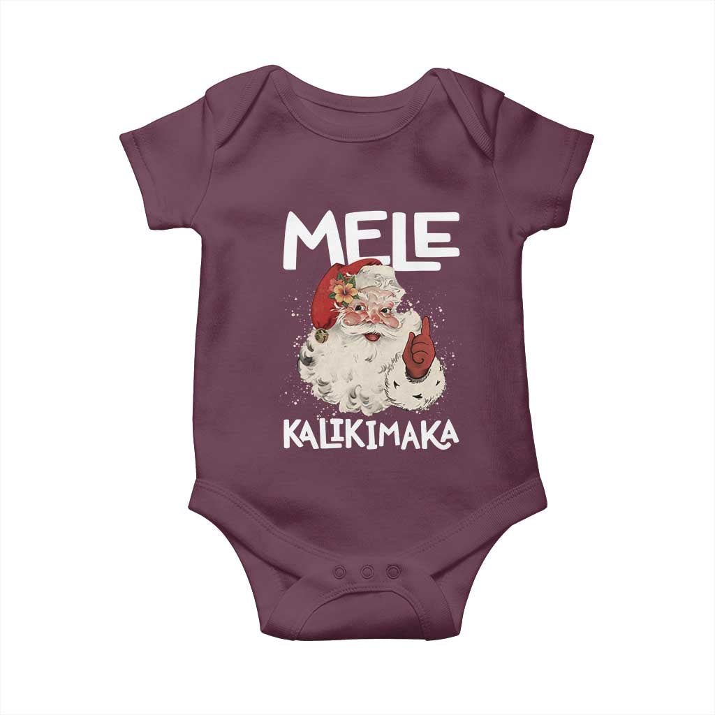 Mele Kalikimaka Baby Onesie Hawaii Christmas Party Santa TS10 Maroon Print Your Wear