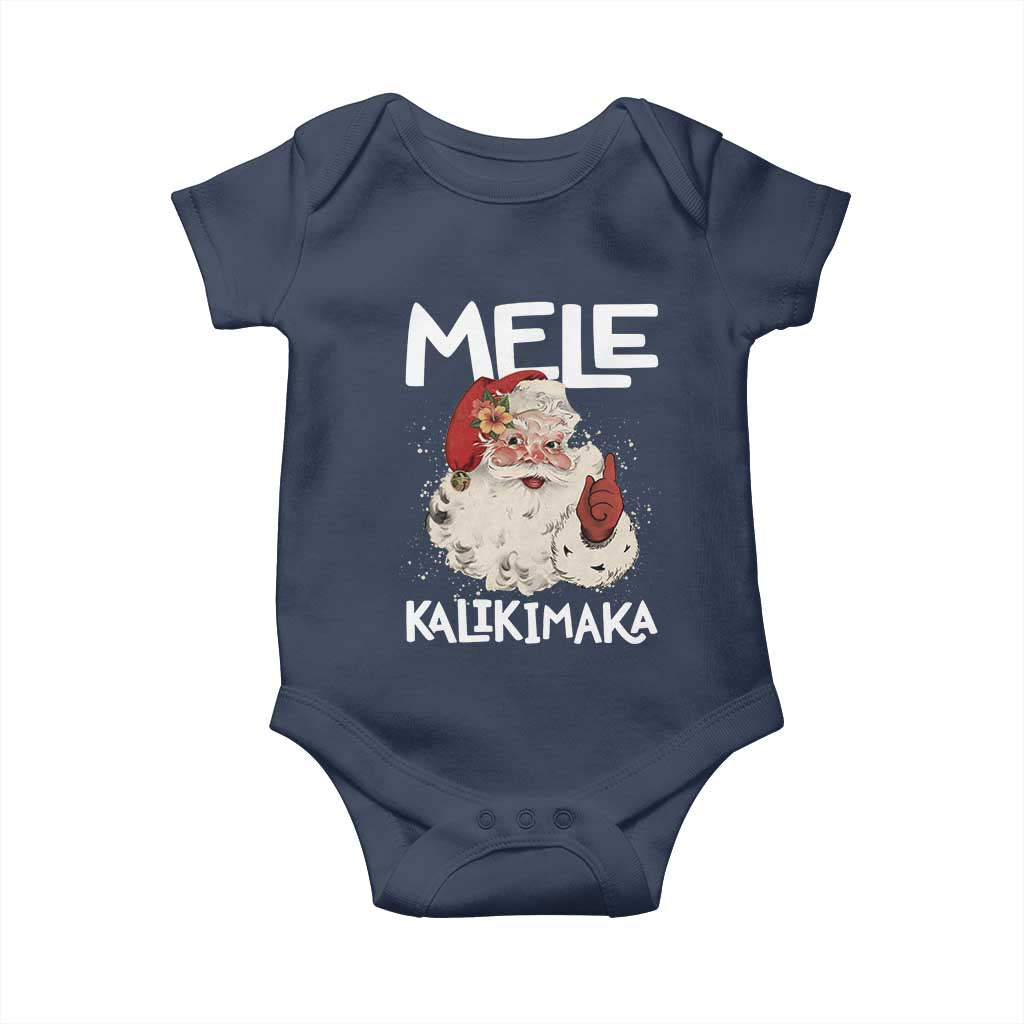 Mele Kalikimaka Baby Onesie Hawaii Christmas Party Santa TS10 Navy Print Your Wear
