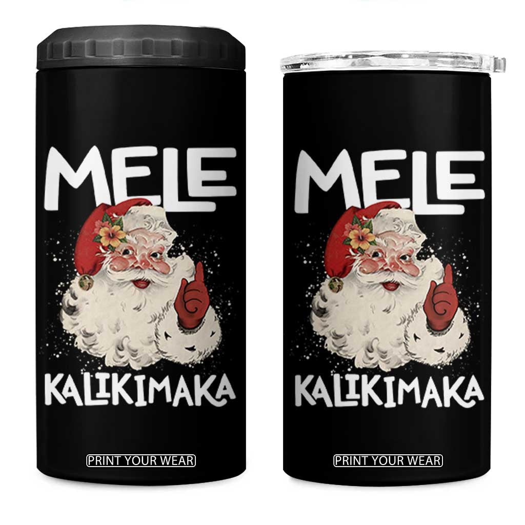 Mele Kalikimaka 4 in 1 Can Cooler Tumbler Hawaii Christmas Party Santa TS10 One Size: 16 oz Black Print Your Wear