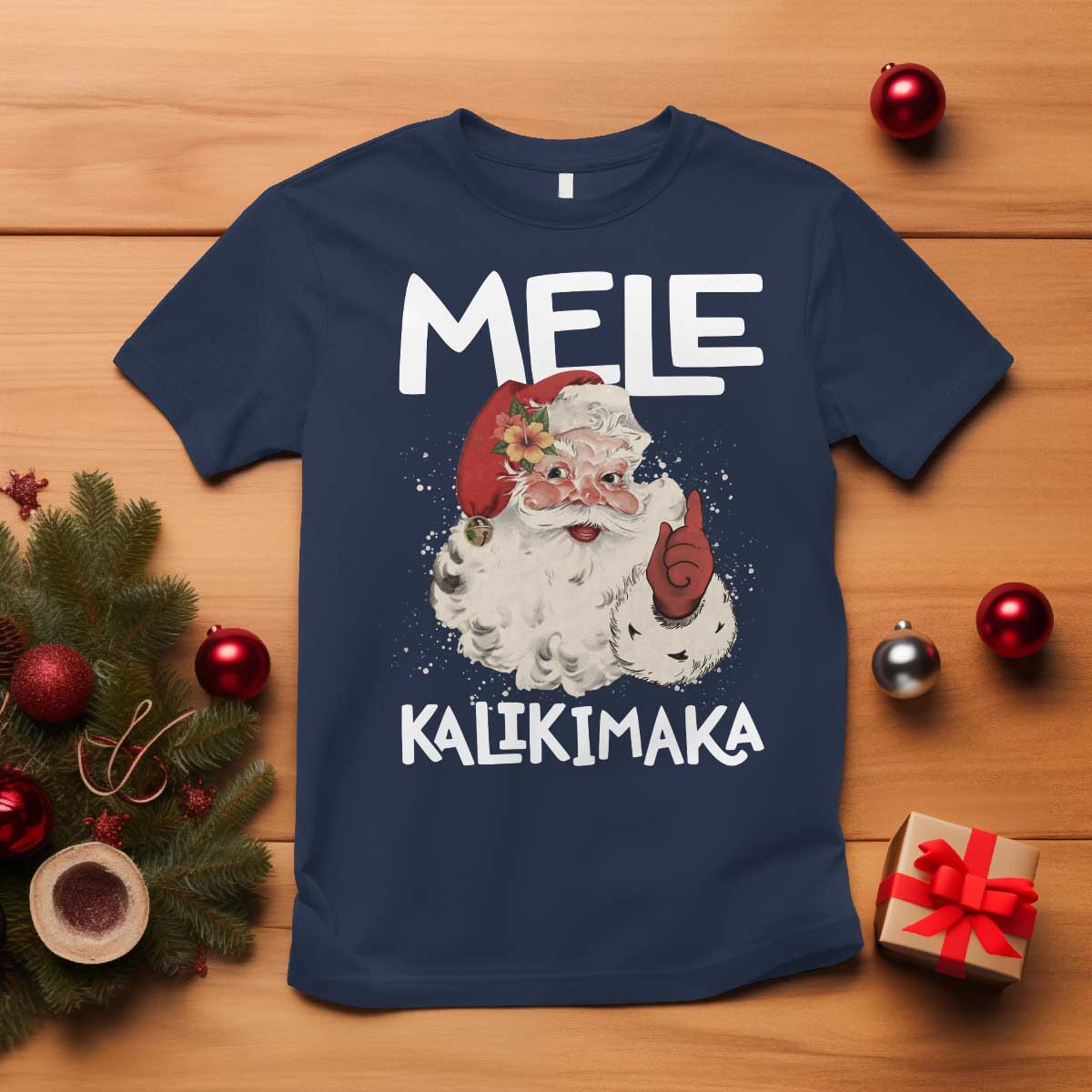 Mele Kalikimaka T Shirt Hawaii Christmas Party Santa TS10 Navy Print Your Wear