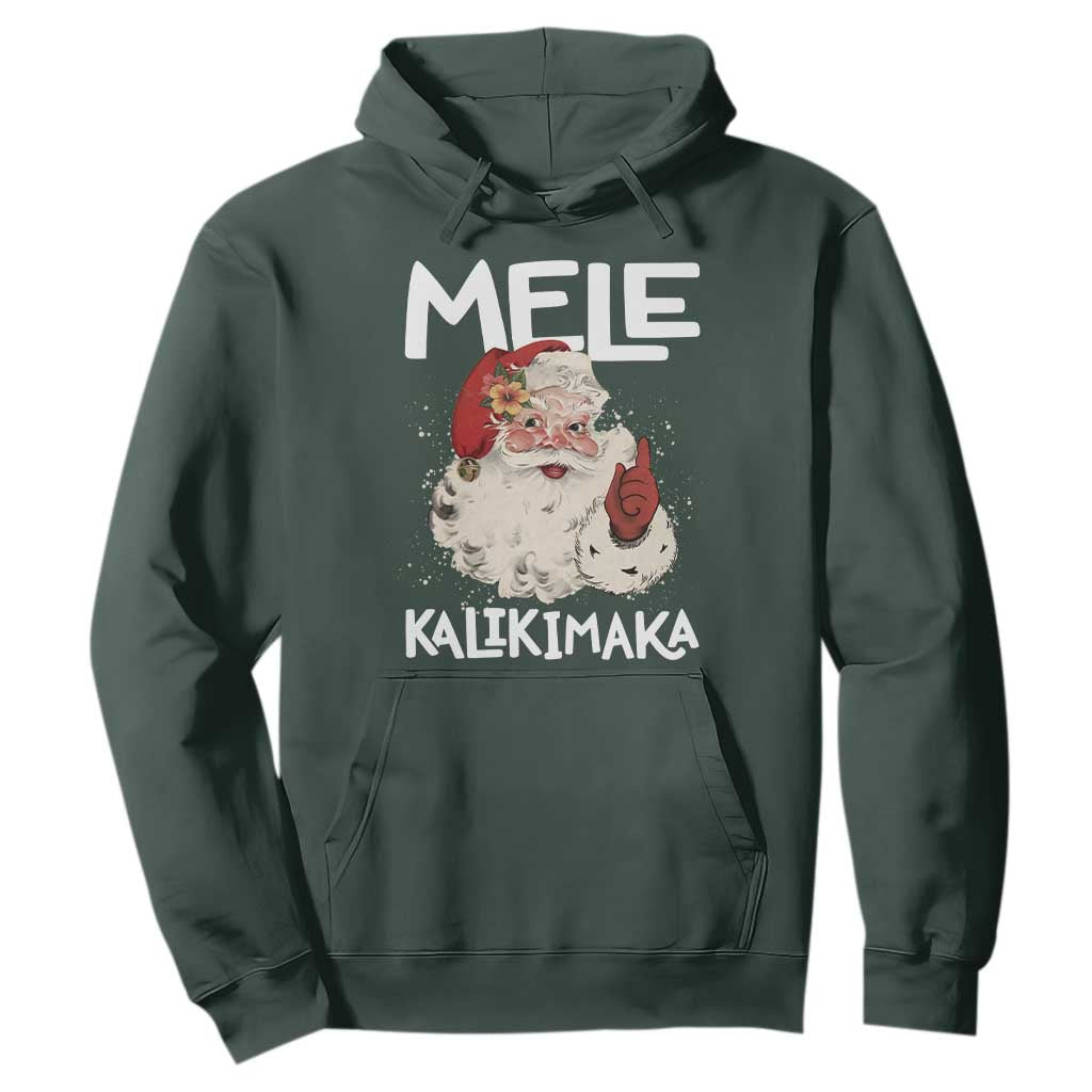 Mele Kalikimaka Hoodie Hawaii Christmas Party Santa TS10 Dark Forest Green Print Your Wear