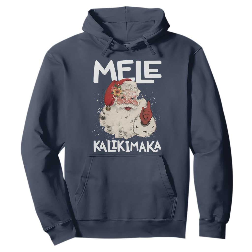 Mele Kalikimaka Hoodie Hawaii Christmas Party Santa TS10 Navy Print Your Wear