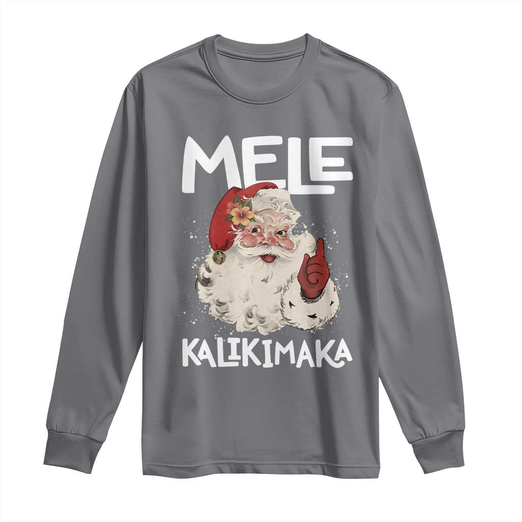 Mele Kalikimaka Long Sleeve Shirt Hawaii Christmas Party Santa TS10 Charcoal Print Your Wear