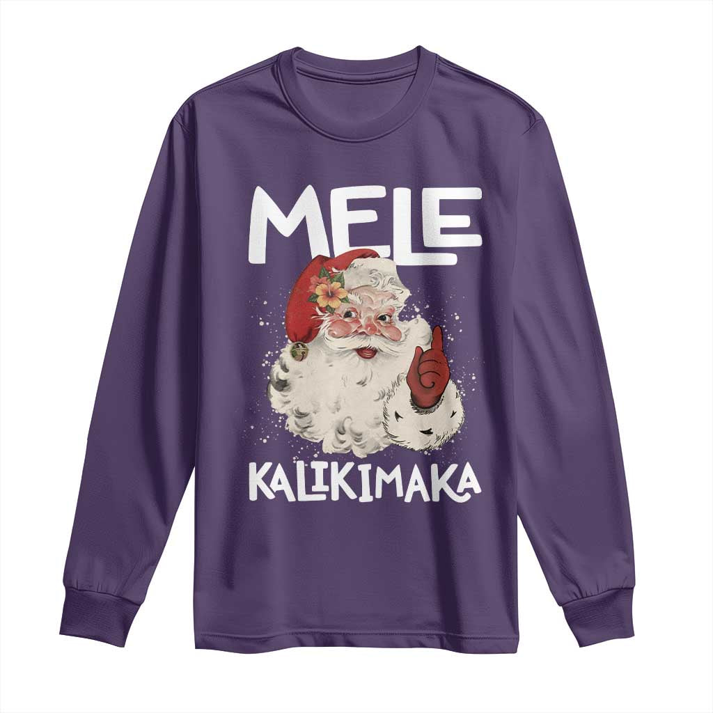 Mele Kalikimaka Long Sleeve Shirt Hawaii Christmas Party Santa TS10 Purple Print Your Wear
