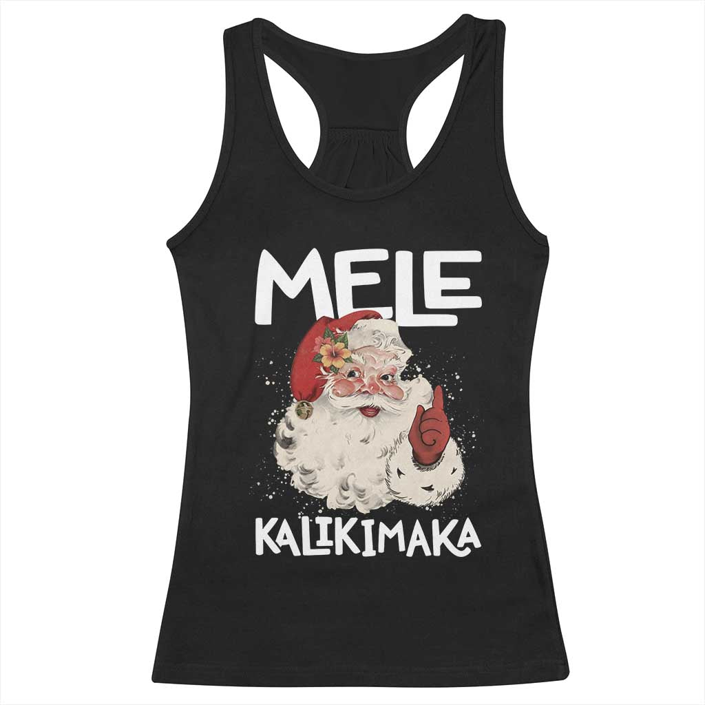 Mele Kalikimaka Racerback Tank Top Hawaii Christmas Party Santa TS10 Black Print Your Wear
