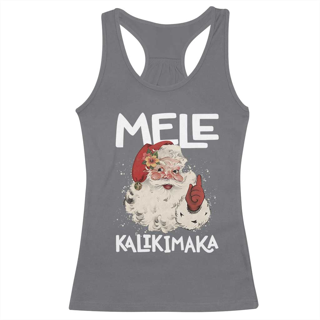 Mele Kalikimaka Racerback Tank Top Hawaii Christmas Party Santa TS10 Charcoal Print Your Wear