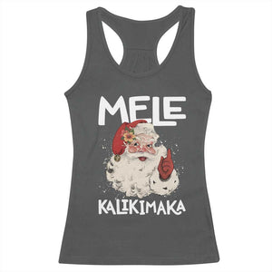 Mele Kalikimaka Racerback Tank Top Hawaii Christmas Party Santa TS10 Dark Heather Print Your Wear