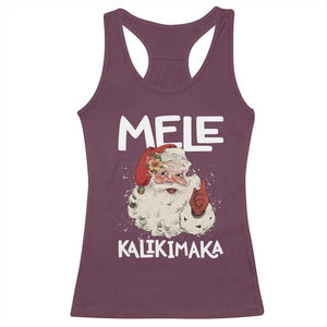 Mele Kalikimaka Racerback Tank Top Hawaii Christmas Party Santa TS10 Maroon Print Your Wear