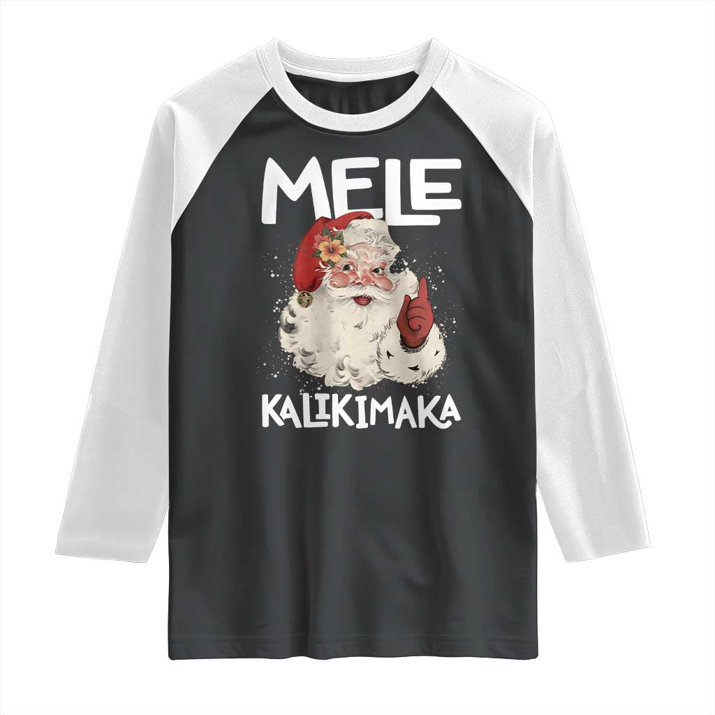 Mele Kalikimaka Raglan Shirt Hawaii Christmas Party Santa TS10 Black White Print Your Wear