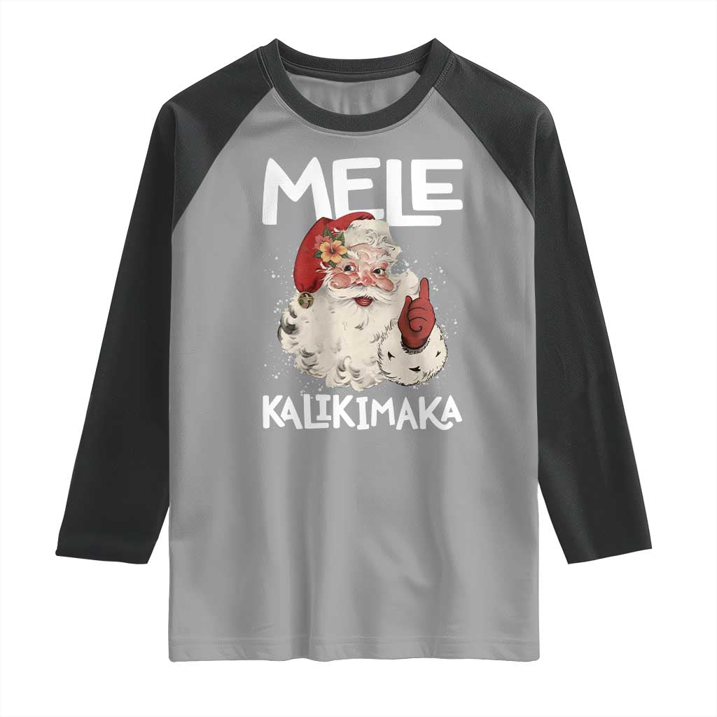 Mele Kalikimaka Raglan Shirt Hawaii Christmas Party Santa TS10 Sport Gray Black Print Your Wear