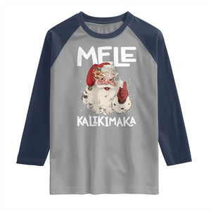 Mele Kalikimaka Raglan Shirt Hawaii Christmas Party Santa TS10 Sport Gray Navy Print Your Wear