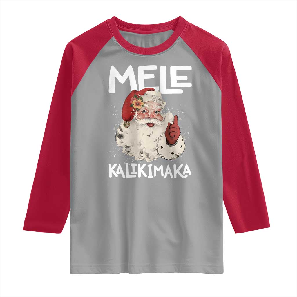 Mele Kalikimaka Raglan Shirt Hawaii Christmas Party Santa TS10 Sport Gray Red Print Your Wear