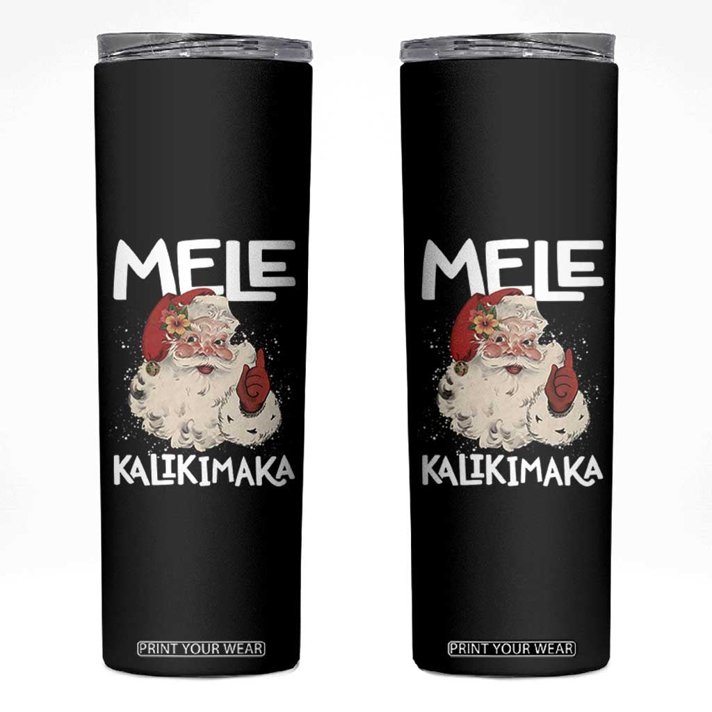 Mele Kalikimaka Skinny Tumbler Hawaii Christmas Party Santa TS10 Black Print Your Wear